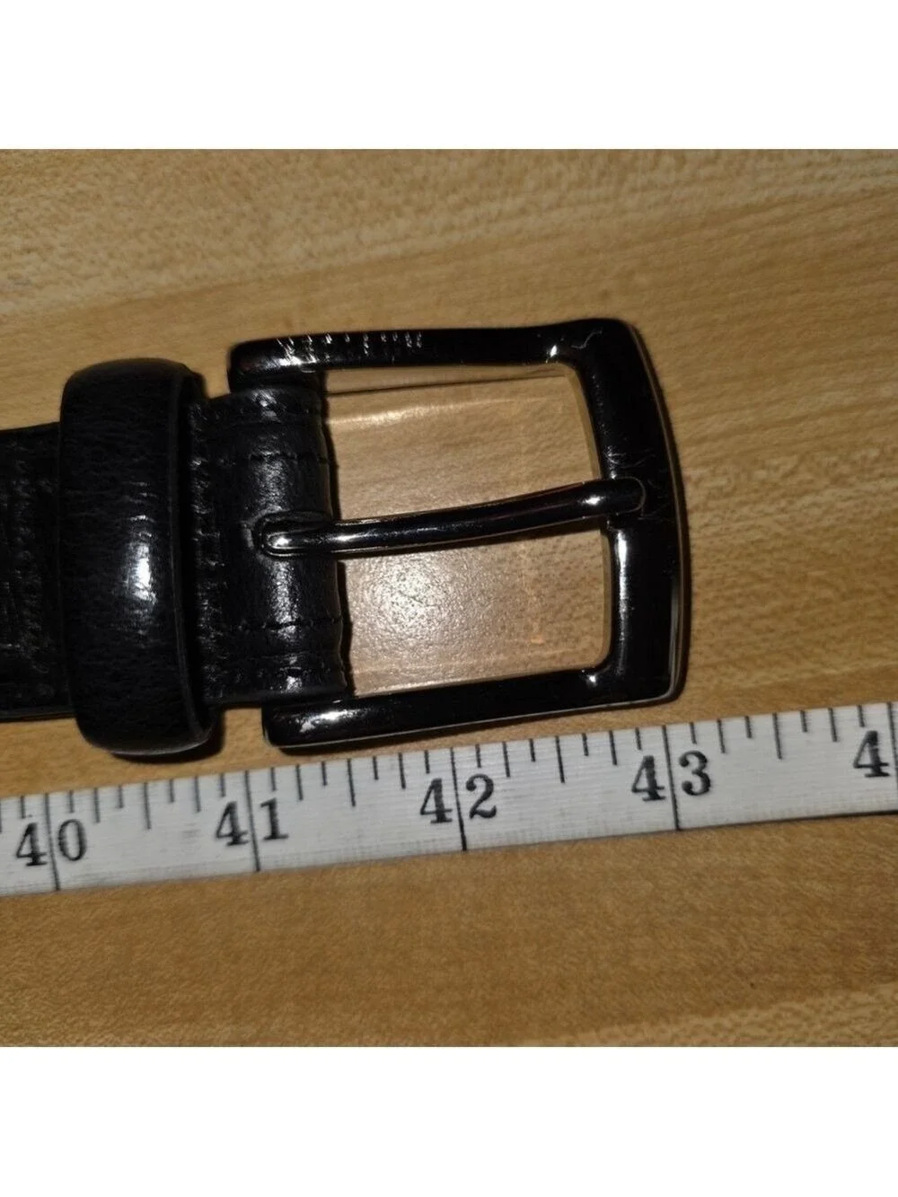 Tommy Hilfiger Black Leather Belt Silver Buckle Size 34 35 #BLT7